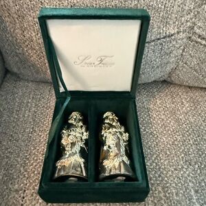 Godinger Silver Santa Salt and Pepper Shakers in Velvet Box